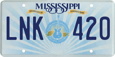 MS license plate LNK420