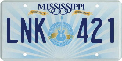 MS license plate LNK421