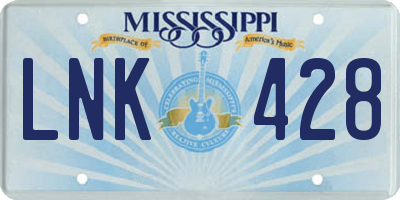 MS license plate LNK428