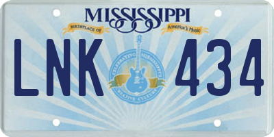 MS license plate LNK434