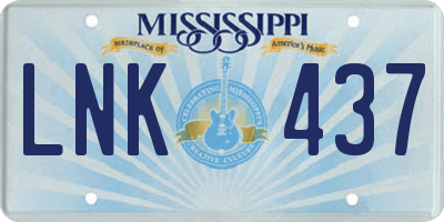 MS license plate LNK437