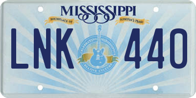 MS license plate LNK440