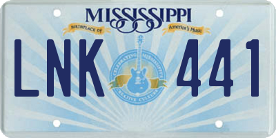 MS license plate LNK441