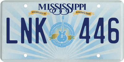 MS license plate LNK446