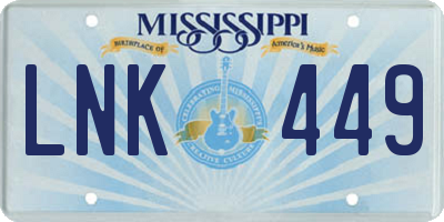 MS license plate LNK449