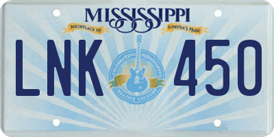 MS license plate LNK450