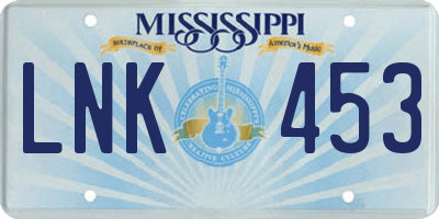 MS license plate LNK453