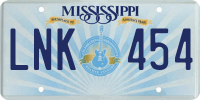 MS license plate LNK454