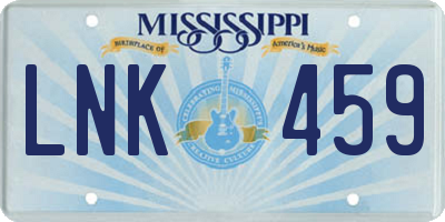 MS license plate LNK459