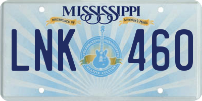 MS license plate LNK460