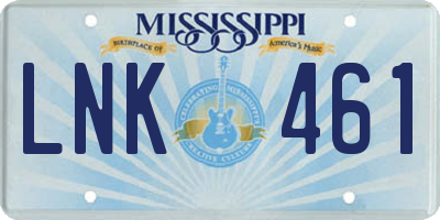 MS license plate LNK461