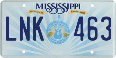 MS license plate LNK463