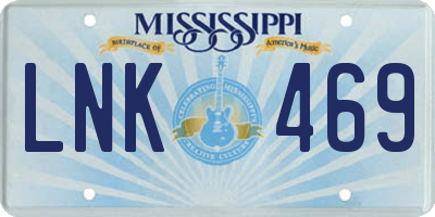 MS license plate LNK469