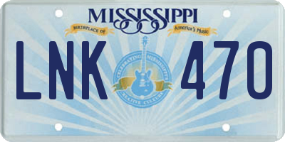 MS license plate LNK470