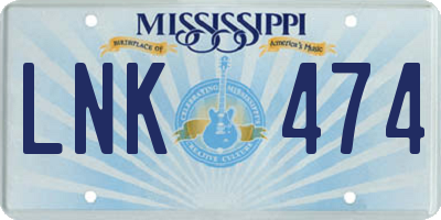 MS license plate LNK474