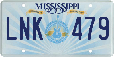 MS license plate LNK479