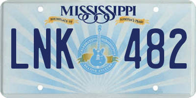 MS license plate LNK482