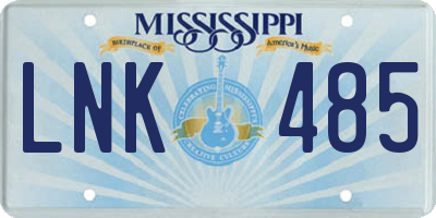 MS license plate LNK485
