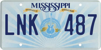 MS license plate LNK487