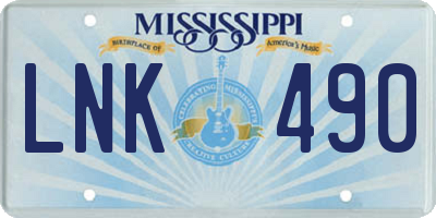 MS license plate LNK490