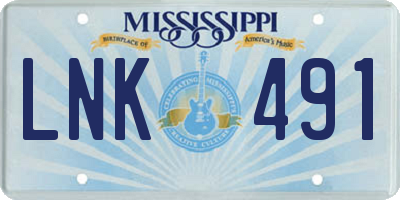 MS license plate LNK491