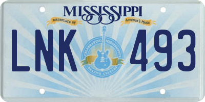 MS license plate LNK493