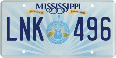 MS license plate LNK496