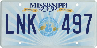 MS license plate LNK497