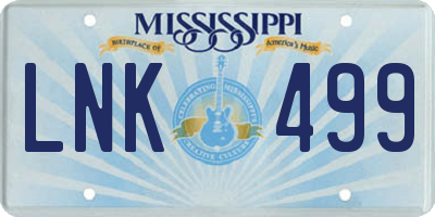 MS license plate LNK499