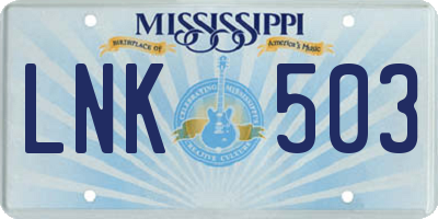 MS license plate LNK503