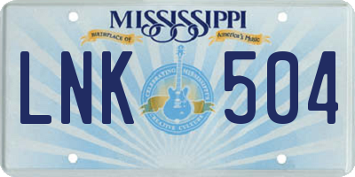 MS license plate LNK504