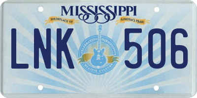 MS license plate LNK506