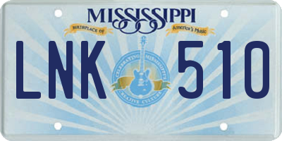 MS license plate LNK510