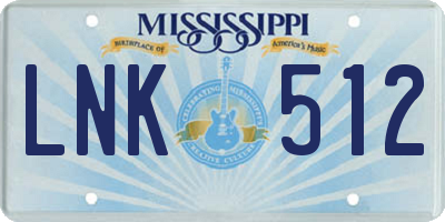 MS license plate LNK512