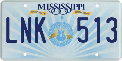 MS license plate LNK513