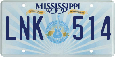 MS license plate LNK514