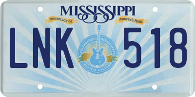 MS license plate LNK518