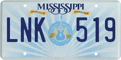 MS license plate LNK519
