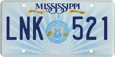 MS license plate LNK521