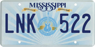 MS license plate LNK522