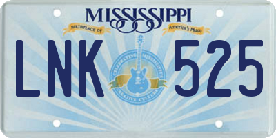 MS license plate LNK525