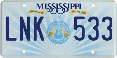 MS license plate LNK533