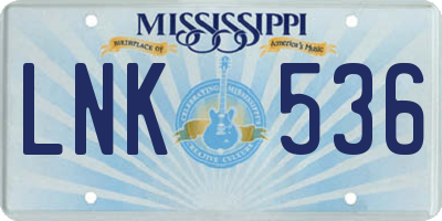 MS license plate LNK536