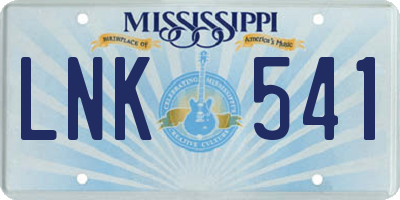 MS license plate LNK541