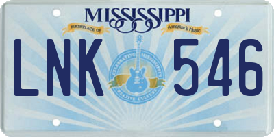 MS license plate LNK546
