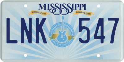 MS license plate LNK547