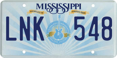 MS license plate LNK548