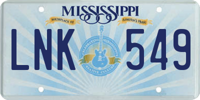 MS license plate LNK549