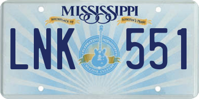 MS license plate LNK551