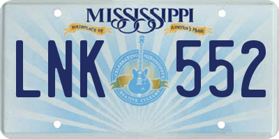 MS license plate LNK552